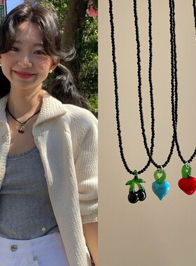 fever网红博主同款琉璃樱桃爱心项链女小众个性时尚颈链锁骨链