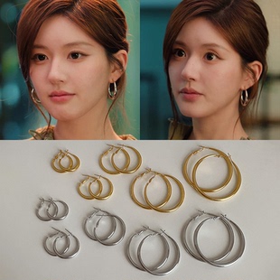 欧美夸张极简大耳圈女小众轻奢个性 潮流气质通勤百搭耳环耳饰 时尚