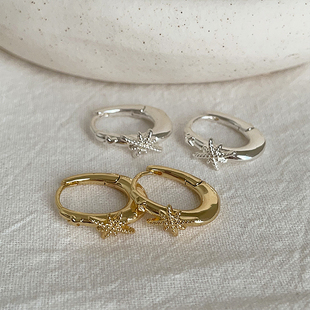 设计感六芒星椭圆金属耳扣女简约个性 潮流百搭耳环耳饰 甜酷时尚