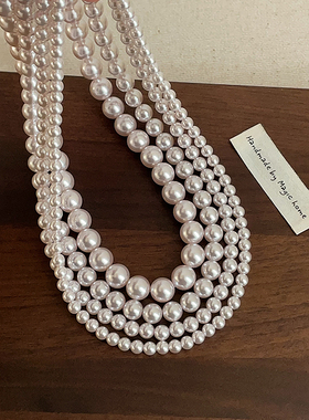 曼塔玫瑰粉光珍珠项链女温柔小众个性独特精致时尚百搭颈链毛衣链