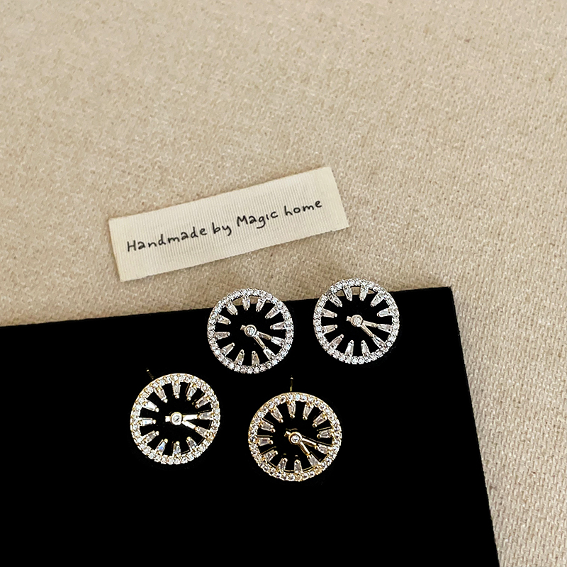 心动的信号孙乐言同款满锆圆圈表盘耳钉女轻奢时尚百搭耳环耳饰