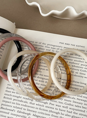 极简风窄版圆条树脂手镯女高级百搭个性时尚潮流气质通勤手环手饰