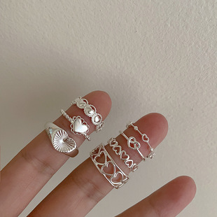 金属爱心戒指女法式复古小众设计感个性简约百搭气质时尚指环戒子