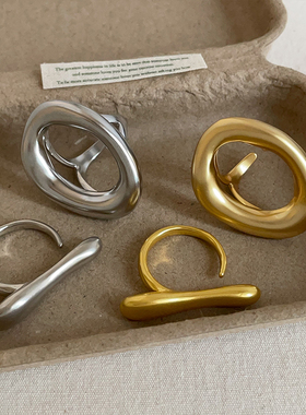 几何哑光金属戒指女欧美复古夸张个性轻奢时尚潮流百搭指环戒子