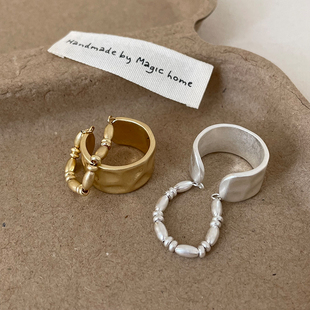 小众设计感双层哑光金属开口戒指女夸张个性精致时尚百搭指环戒子