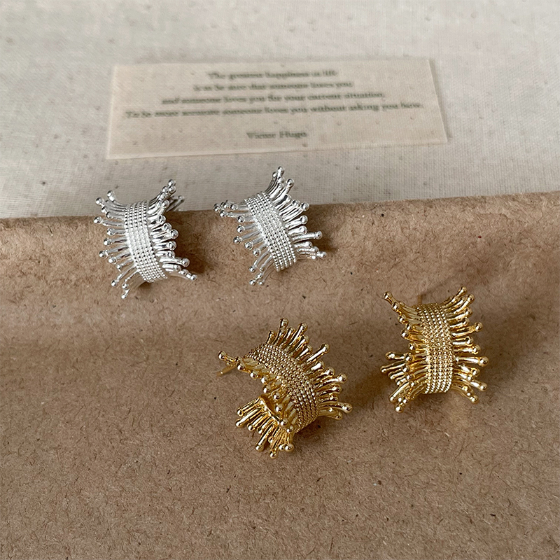 港风复古编织金属耳圈耳钉女小众个性时尚潮流通勤百搭耳环耳饰