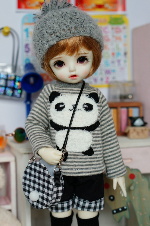 现货可爱萌萌熊猫套装毛衣娃衣新款bjd6分yosd大6分A52