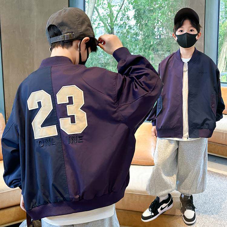 专柜品牌男童棒球服2026春季新款男孩帅气运动外套中大童拼接印花