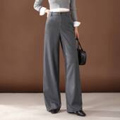 窄版 高腰显瘦阔腿裤 休闲裤 新款 拖地休闲直 女2026春季 专柜品牌西装