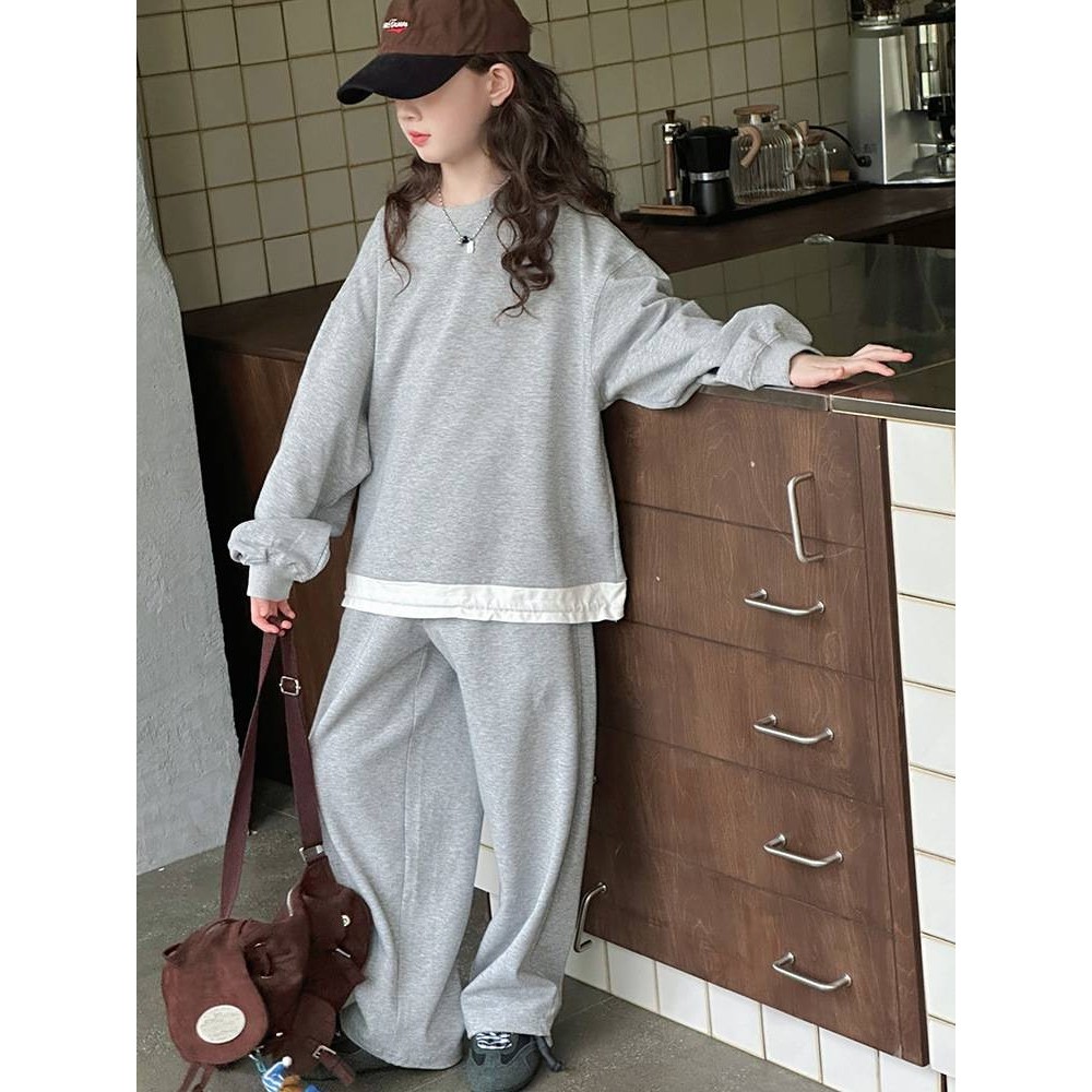 专柜品牌女童春秋款休闲运动卫衣卫裤套装2025新款中大童洋气时髦