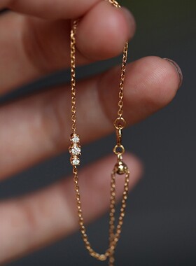 三石~S925纯银镀金手链女超细轻奢叠戴简约高级精致百搭生日礼物