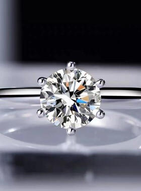 T家六爪莫桑石戒指1/2/3/5克拉经典简约饰品跨境时尚s925纯银指环