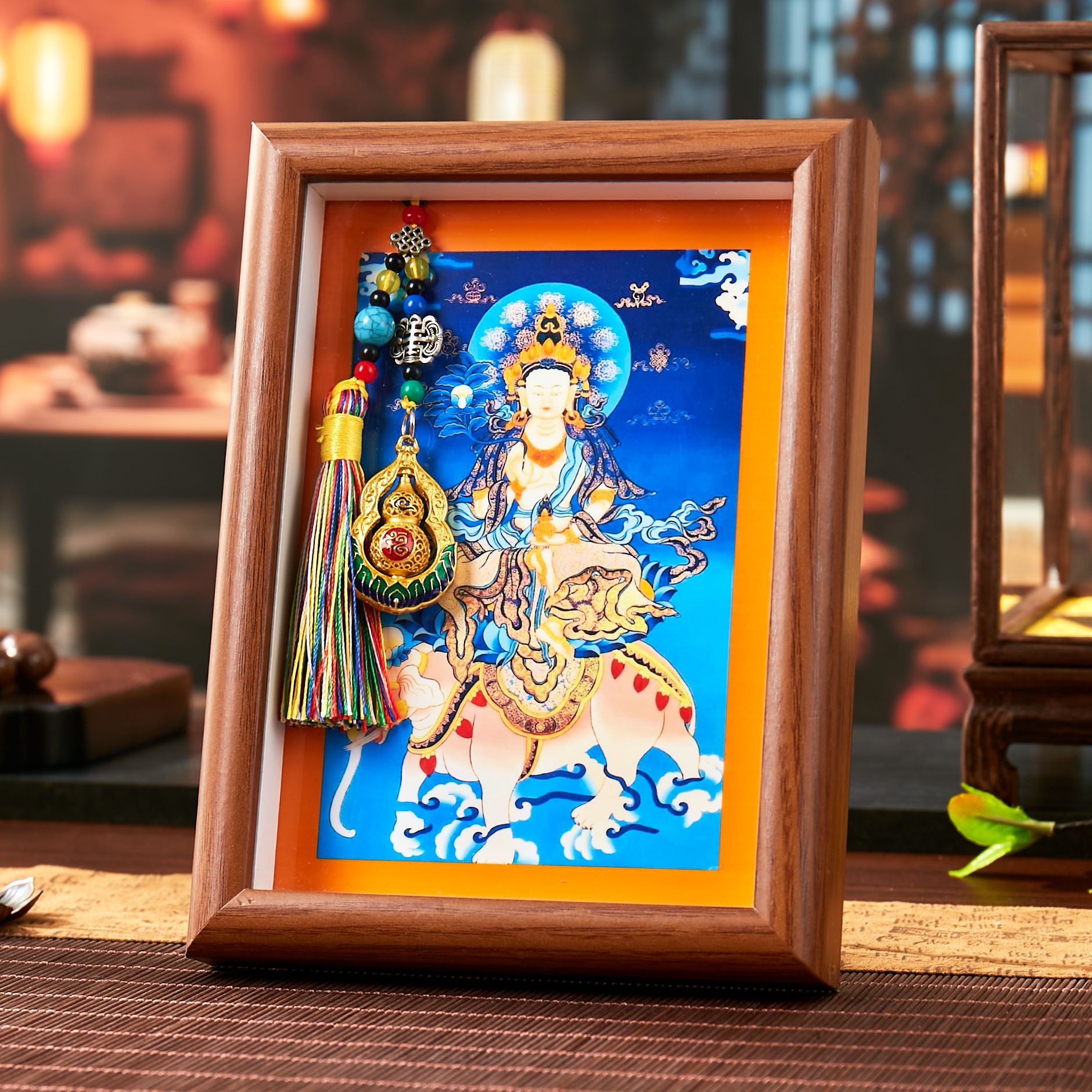 峨眉山普贤菩萨唐卡华严三圣祈福长寿送长辈开业送礼毗卢遮那佛