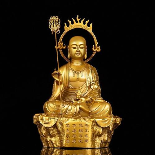 铜地藏王菩萨佛像摆件寺庙佛堂供奉地藏王家用供奉地藏王菩萨神
