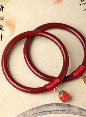 紫金砂手镯正品本命年叮当镯真品天然盐源小柿子铃铛女式朱砂手饰