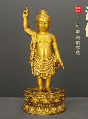 浴佛黄铜释迦牟尼佛摆件药师佛全铜工艺品家居佛堂供奉