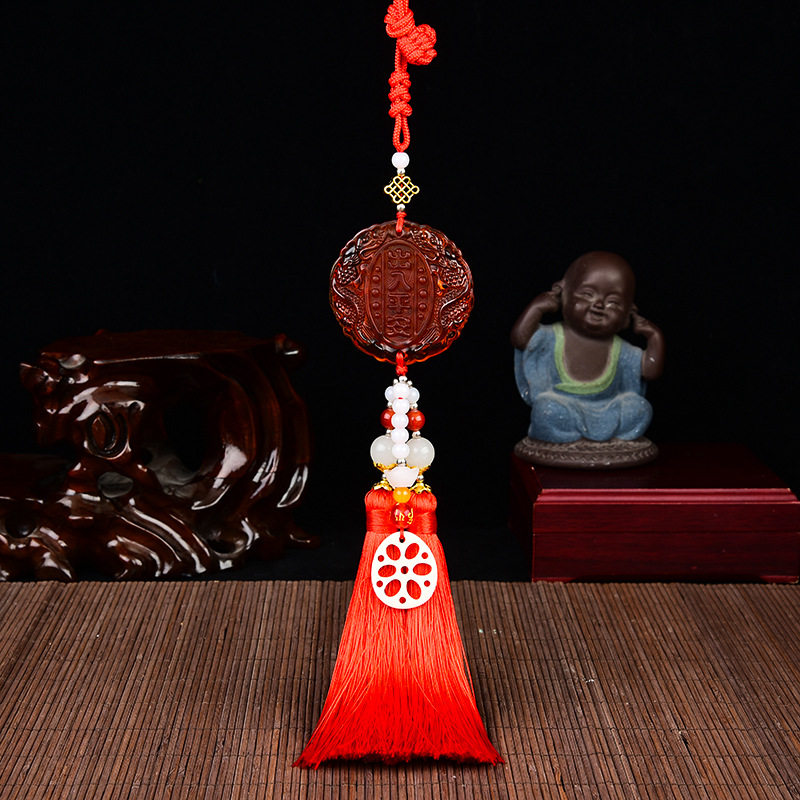 国风琉璃出入平安藕片汽车饰品挂件创意车载吊坠保平安车内车挂件