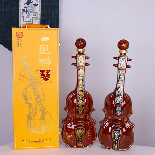 空瓶 小提琴景德镇陶瓷酒瓶酒坛密封酒坛子酒壶罐创意摆件