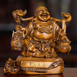 笑纳百财弥勒佛摆件大肚佛客厅玄关家居装 饰品办公室店铺开业礼品