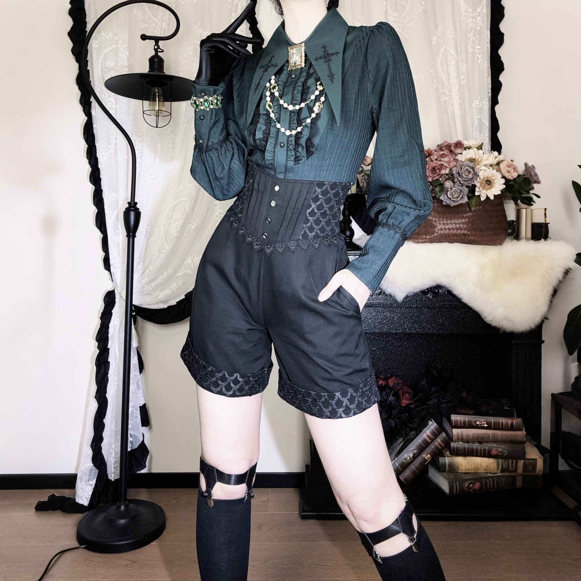哥特风lolita短裤子基佬装暗黑复古中世纪英伦风王子系装西服裤