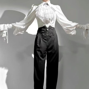 白哥特lolita内搭王子装黑色系中世纪打底衫复古长袖洛丽塔衬衫