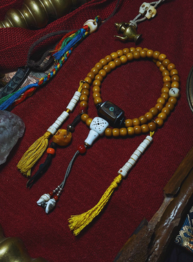 承李李原创设计风老蜜蜡情侣佛珠