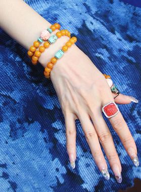 承李李原创设计蜜蜡水晶玛瑙