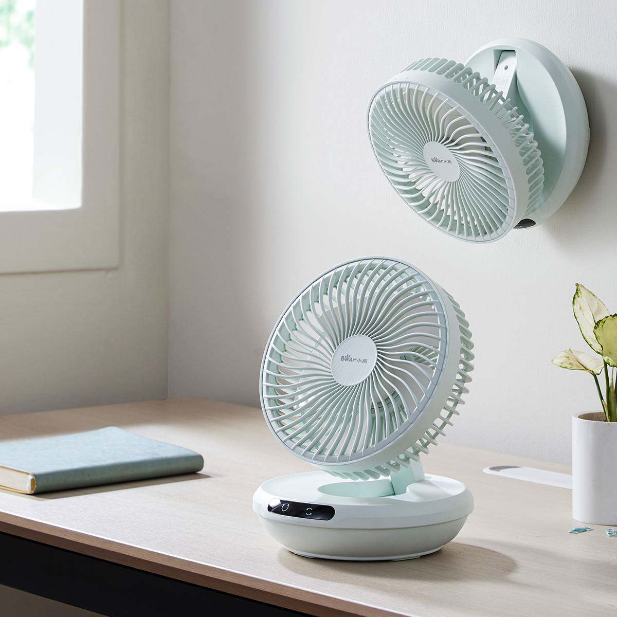 官方正品牌小熊电风扇DFS-H08R1厨房免打孔壁挂摇头扇卫空气循环