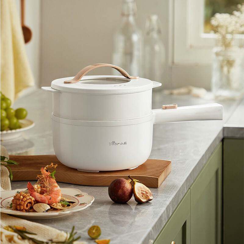 官方正品牌小熊电煮锅DRG-E15F2宿舍家用多功能一体电热小型电锅1