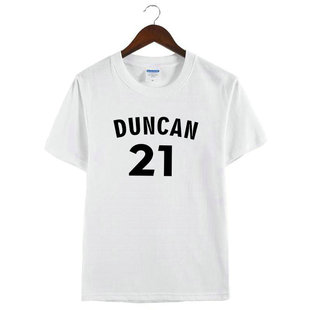 新款邓肯马刺队21号标志纪念衫周边衣服纯棉短袖半袖白色T恤衫衫