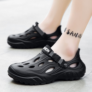 踩屎感洞洞鞋男士夏季潮流外穿包跟拖鞋厚底防滑户外耐磨沙滩