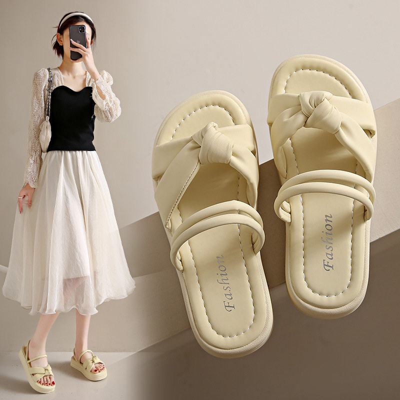 法式两穿凉拖外穿女鞋子2025新款软底软面小众配裙子厚底凉拖鞋