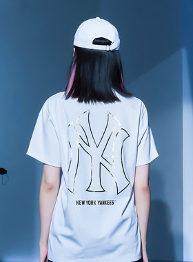 New Era纽亦华鎏金系列短袖T恤宽松休闲MLB圆领白色12360541