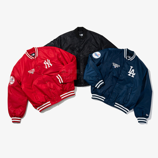newera纽亦华棒球服夹棉外套美式学院风复古NY标秋冬百搭情侣款