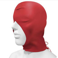 Black full-cover headgear, soft PU adjustable lacing, eye and mouth exposed mask, leather full-cover mask, bar party thumbnail 3