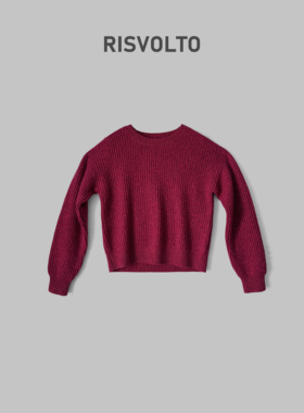 RISVOLTO|套头羊绒衫红色圆领休闲百搭-3236