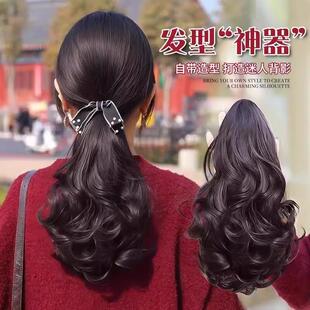 发型神器假马尾梨花卷假发女蓬松绑带马尾自然仿真发抓夹假发辫子