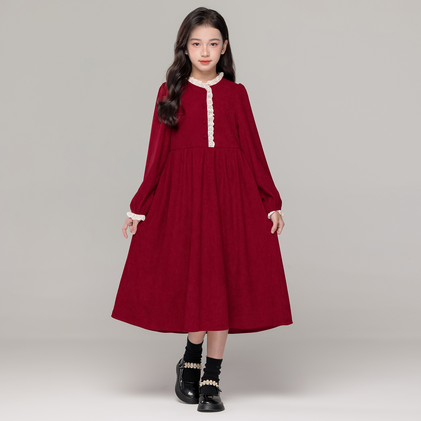 女童加绒冬裙大童连衣裙