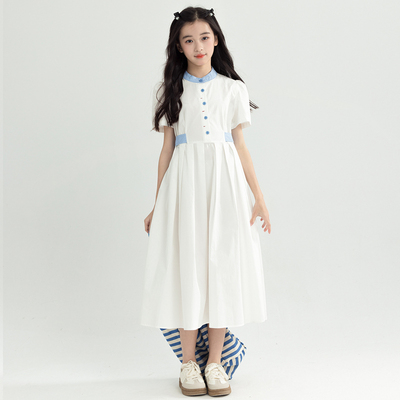 文艺小清新小立领少女连衣裙