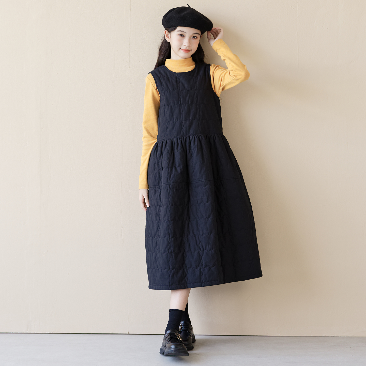 夹棉背心裙女童无袖加棉连衣裙