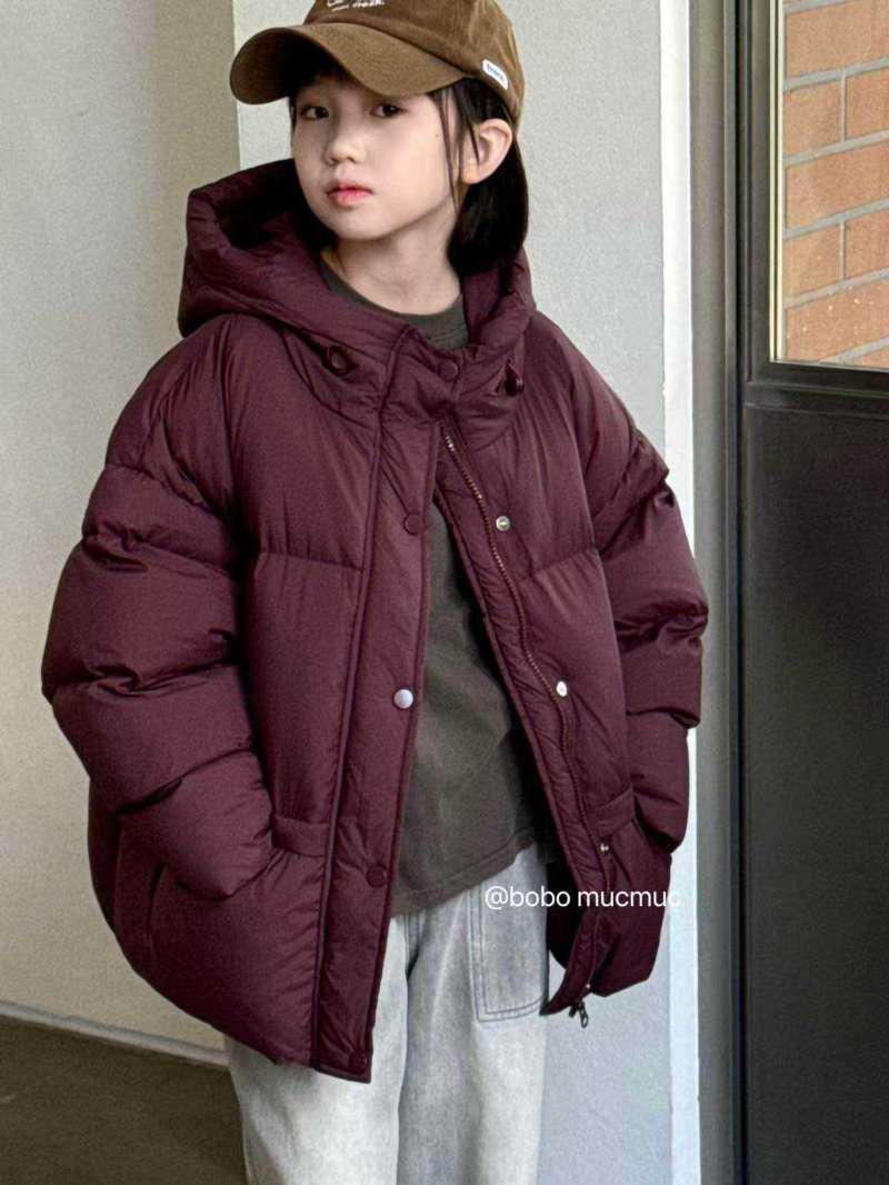 Bobo羽绒服2025冬季新款儿童外套女童中大童休闲百搭连帽开衫外套