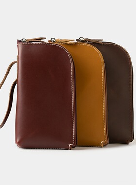 没有名字手作纯牛皮手抓包男女原创新款手工复古百搭疯马皮手拿包