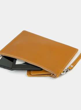 没有名字手作疯马牛皮复古信封包男手拿休闲超薄夹包大容量手拎包