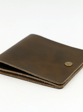 没有名字手作包原创设计手工二层疯马皮钱包简约薄款横款钱夹通用