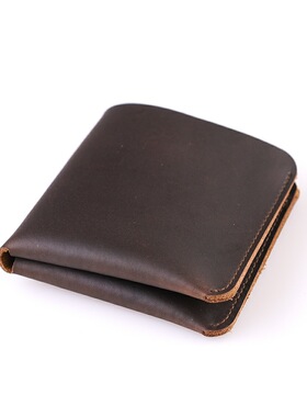 没有名字手作疯马皮手工钱包短款男牛皮钱夹简约女学生钱包原创潮