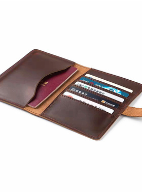 复古疯马皮真牛皮护照包韩国简约机票护照夹多功能证件包票据夹套