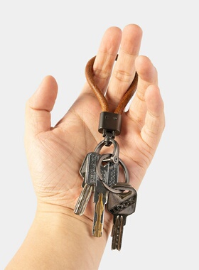 没有名字手作 牛皮绳钥匙扣简约森系男女腰挂防丢金属挂件锁匙扣