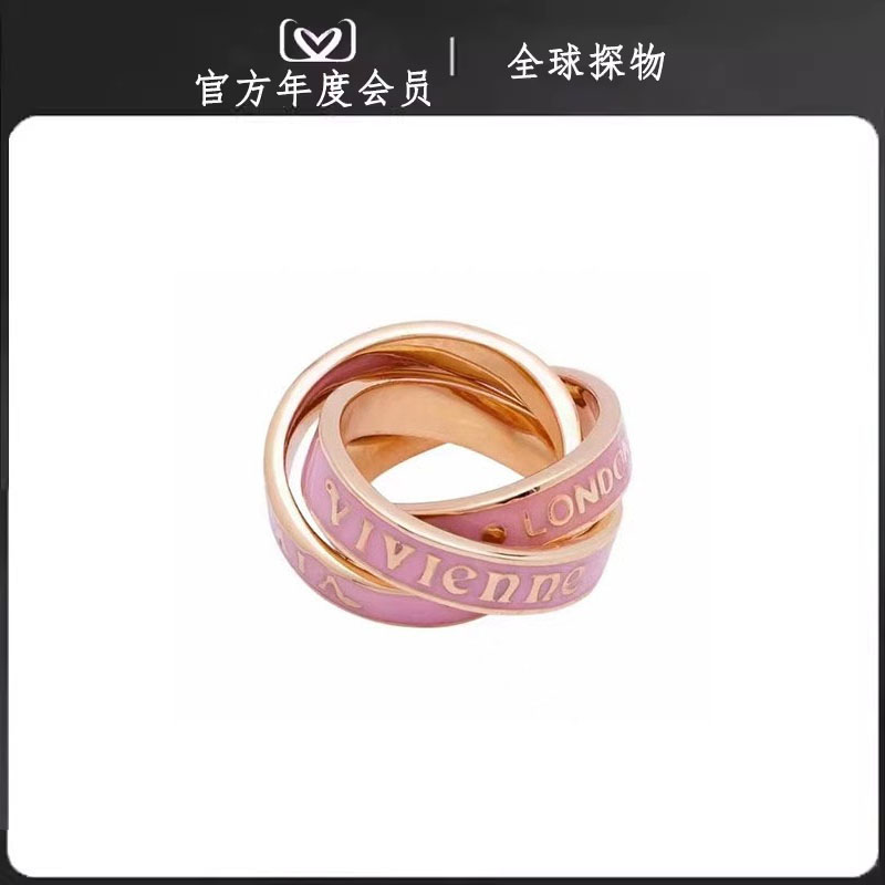 【官网正品】西太后23春夏新款土星三环搪瓷薇薇安戒指情侣指环