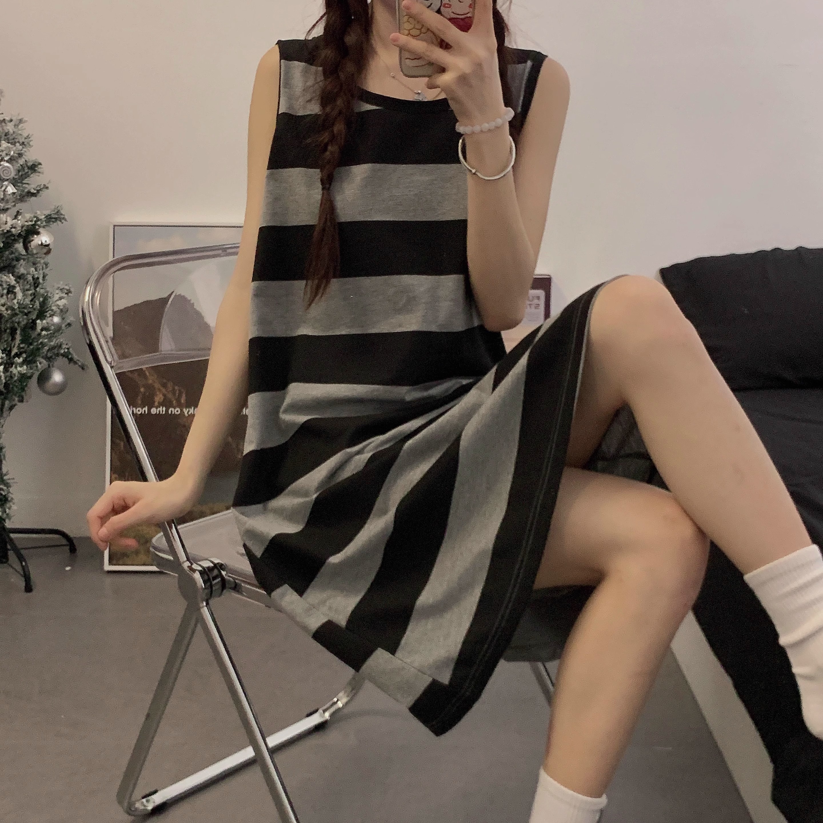 睡裙女款夏季薄款2025新款卡通可爱学生吊带裙子可外穿睡衣家居服