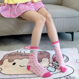 猫耳少女ovo mp袜女儿服袜女童袜子可爱小兔爱心刺绣中筒袜短袜